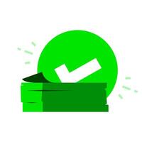 Payment received illustration. Flat design of money with check mark icon. successful transaction, completed, or money accepted. for finance apps, banking confirmation, and online payment systems vector