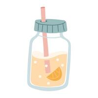 bottle with a straw for water with lemon. Training equipment, container for drinks. Flat color is isolated. It is suitable for applications, websites, yoga, health, rehabilitation, active lifestyle vector