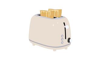 Toaster with toast slices , electric modern toaster with toasted bread slices isolated on a white background vector