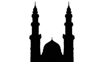 Masjid e Nabvi Silhouette, Silhouette of a Mosque with Minarets and Dome, silhouette of a mosque in Istanbul on a white background vector