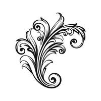 Elegant black flourish design featuring swirls and ornamental leafy scroll elements vector