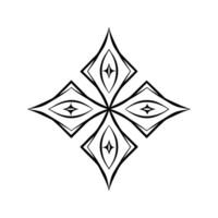 Elegant black and white ornamental design resembling a stylized geometric flower on white background vector
