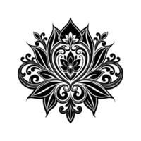 Elegant black and white floral ornament design with intricate swirls and decorative leaf elements vector