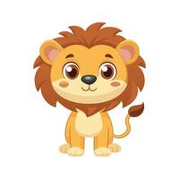 Cute cartoon lion character smiling looking directly forward on white background vector