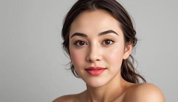 close up portrait pose, watercolor style, simple background photo