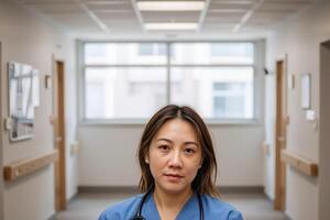 diverse healthcare professional in bright, neutral environment photo