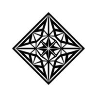 Geometric black and white diamond pattern with intricate starburst and ornamental elements vector
