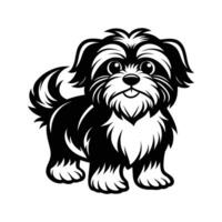 Adorable black and white shih tzu dog illustration for various design projects vector