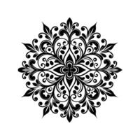 Elegant black and white floral decorative design element in symmetrical circular shape vector