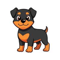 Adorable cartoon rottweiler puppy smiling with a happy expression on a white background vector