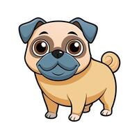 Adorable cartoon pug dog with big eyes and a friendly expression on a white background vector