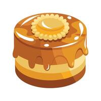 Delicious caramel layered cake with decorative frosting isolated on a white background vector