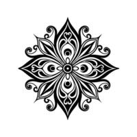 Intricate black and white floral mandala design decorative element for diverse applications vector