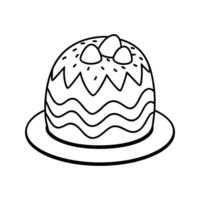 Simple black and white hand drawn cake with decorative elements and elegant style vector