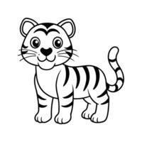 Adorable cartoon illustration of a friendly tiger cub with black stripes and playful appearance vector