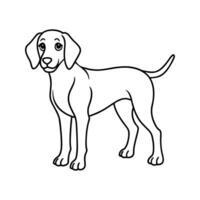 Simple black and white illustration of a standing puppy dog outline design vector