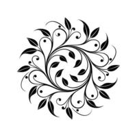 Elegant floral swirl design with leaves in a circular pattern for decorative purposes vector