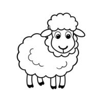 Adorable cartoon illustration of a fluffy sheep in a simple black and white style for various uses vector
