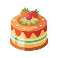 Deliciously decorated strawberry cake with vibrant layers and festive presentation on white background vector