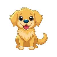 Adorable cartoon illustration of a happy golden retriever puppy with a cheerful expression vector