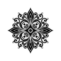 Elegant black and white symmetrical floral ornament pattern decorative design element vector