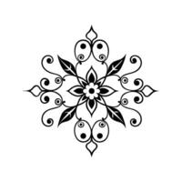 Elegant floral ornamental design in black and white with symmetric swirls and leaves vector