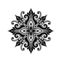 Elegant symmetrical black floral design with intricate details on a crisp white background vector