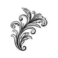 Elegant black and white floral swirl design decorative element on white background vector