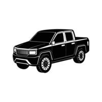 Black and white pickup truck illustration isolated on white background suitable for design vector