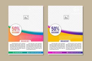 collection gradient color wave corporate brochure design with photo space on top. vector