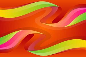 Green and orange gradient dynamic abstract background with wave shape and lines. Simple style backdrop colorful fresh creative element. vector