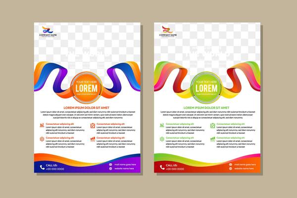 Modern colorful dynamic acrylic fluid brush stroke brochure cover design. Wave liquid flow shape on dark blue gradient background. abstract curve poster or flyer template illustration