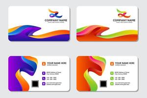 collection of colorful letter z gradient logo design template combined with Colorful wave gradient element on business card design in horizontal layout. vector