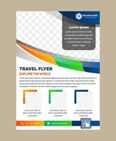 Travel flyer design template Design with photo space. the illustration with vertical layout and white background. colorful gradient on border element vector