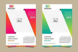 Green Brochure cover Flyer Poster design Layout template. Abstract gradient rounded shape graphic element with space for photo background. vector