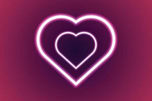neon light effect love shape glowing gradient background design vector