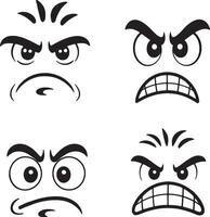 emotions angry face set of cartoon emotions illustration vector