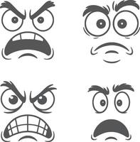 four different expressions of angry faces vector