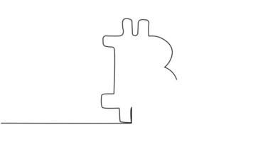 Continuous Line Drawing Animation of Bitcoin Symbol - Self-Drawing Cryptocurrency Concept in Minimalist Motion Style video