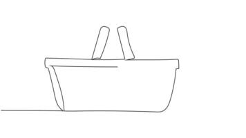 . Continuous Line Drawing Animation of Shopping Cart - Single Stroke E-Commerce Symbol for Retail Business on White Background video