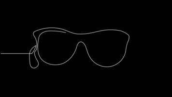 Animated self drawing of single continuous line draw. Glasses drawn with one continuous line. Minimalist line of glasses. Animation on a white background 4K video
