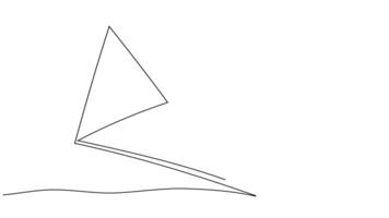 Self-drawn one-line drawing animation of a closed mail envelope icon. The incoming message was not read. Decoration of greeting cards, posters. Envelope continuous line drawing animation video
