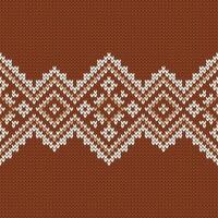 Scandinavian brown knitted seamless pattern. Norwegian native style sweater, ornament with snowflakes. Fair Isle design. Wool texture. Winter holiday background, illustrations vector