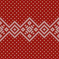 Scandinavian red knitted seamless pattern. Norwegian native style sweater, ornament with snowflakes. Fair Isle design. Wool texture. Winter holiday background, illustrations vector