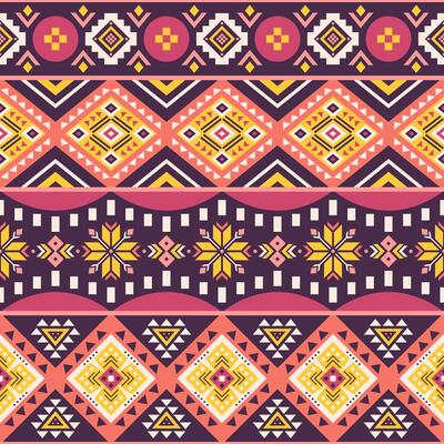 Tribal striped colorful seamless pattern, aztec geometric background. Can be used in textile design, web design for making of clothes, accessories, decorative paper, wrapping, envelope, backpacks