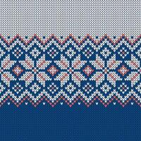 Scandinavian knitted seamless pattern. Norwegian native style sweater, ornaments with snowflakes. Fair Isle design. Wool texture. Winter holiday background, illustration. vector