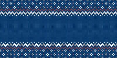 Knitwear texture. Template with empty place for text. Traditional seasonal wide background for holiday design. Winter knitted wool seamless sweater patterns. Christmas illustration. vector