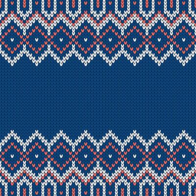 Knitwear texture. Template with empty place for text. Traditional seasonal seamless background for holiday design. Winter knitted wool sweater patterns, christmas illustration.