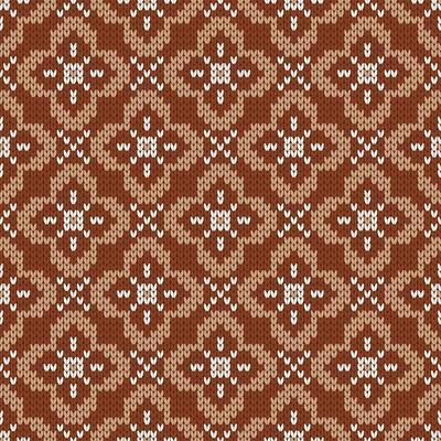 Christmas and New Year traditional knitted and seamless pattern. Norwegian style sweater. Wool texture, illustration with snowflakes. Holiday background.
