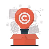 intellectual property concept Copyright Bulb with target icon. Flat illustration of bulb with target icon for web design vector